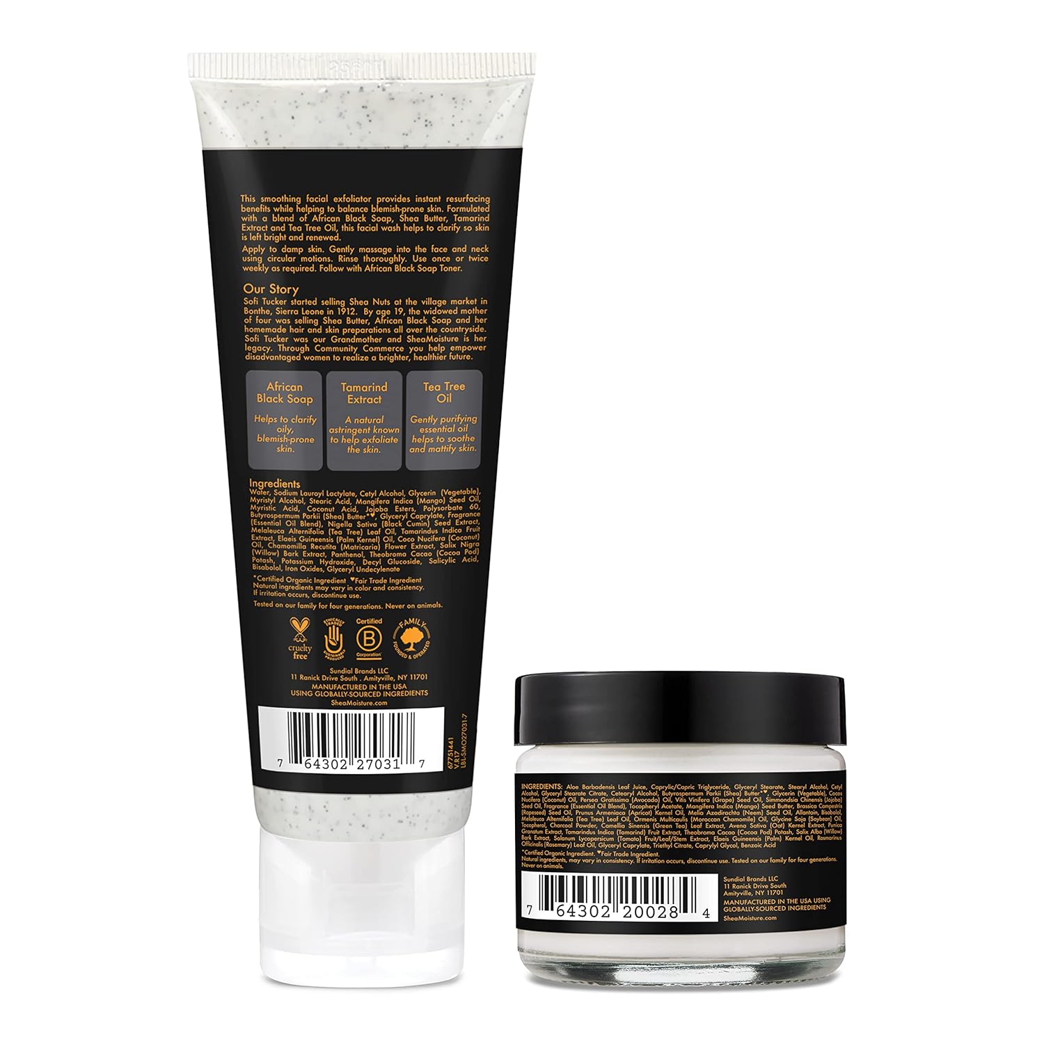 SheaMoisture African Black Soap Scrub And Lotion Blemish Prone Skin Cleanser And Scrub and Lotion Duo Clarifying, 2 Count - Image 3